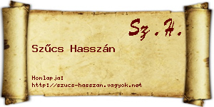 Szűcs Hasszán névjegykártya